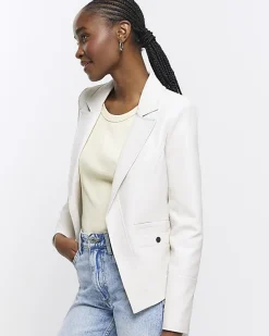 River Island Stone faux leather blazer< Suits & Tailoring