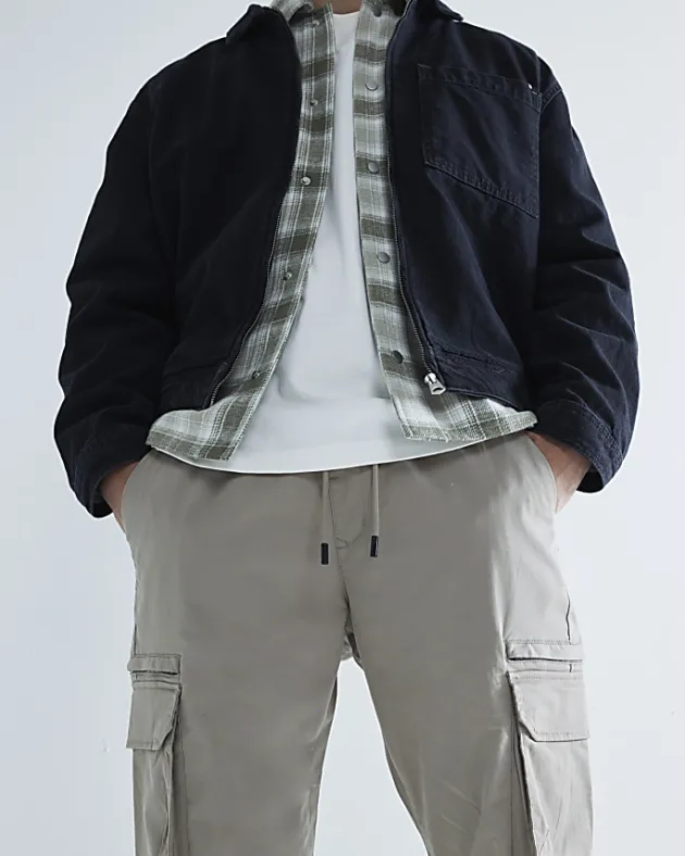 River Island regular fit cuffed cargo trousers< Trousers