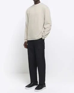 River Island regular fit rib sweatshirt< Hoodies & Sweatshirts