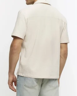 River Island regular fit seersucker revere shirt< Shirts