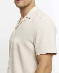 River Island regular fit seersucker revere shirt< Shirts