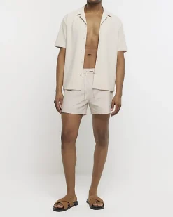River Island regular fit seersucker swim shorts< Shorts