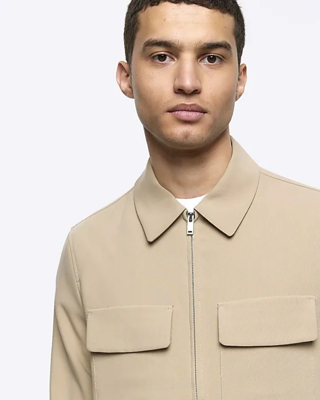 River Island regular fit zip up smart shacket< Shirts