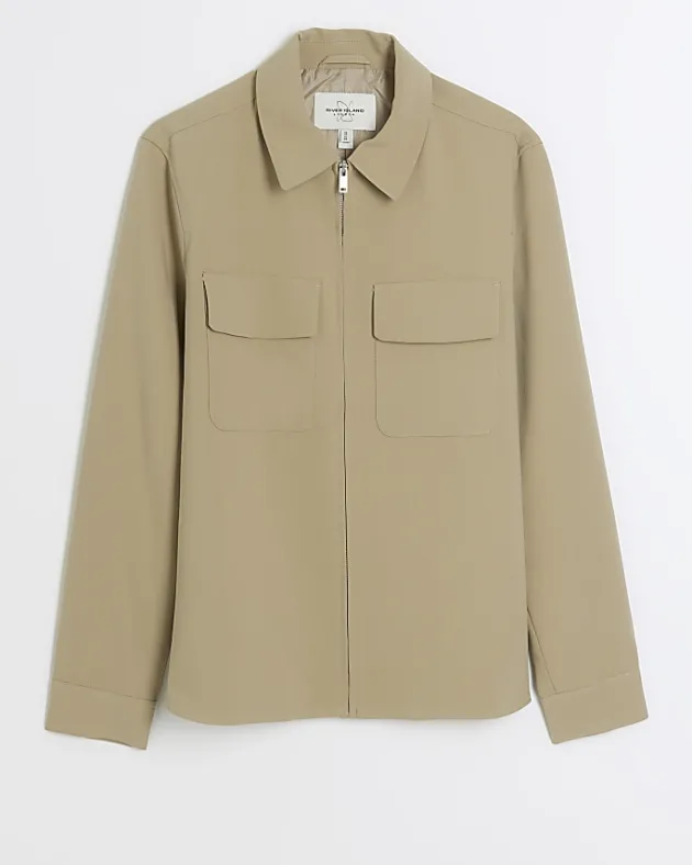 River Island regular fit zip up smart shacket< Shirts