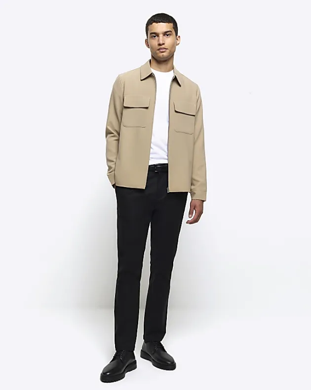 River Island regular fit zip up smart shacket< Shirts
