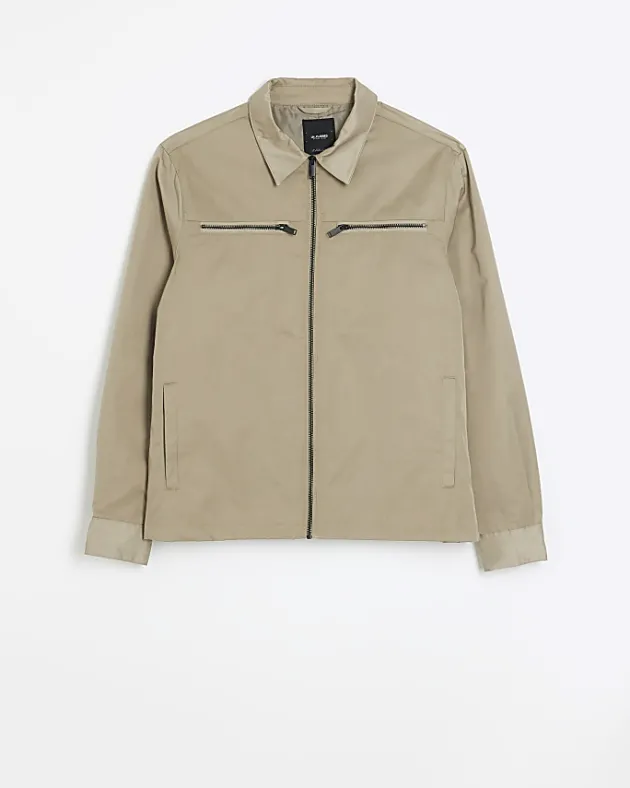 River Island regular fit zip up tech shacket< Shirts