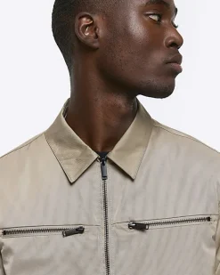 River Island regular fit zip up tech shacket< Shirts