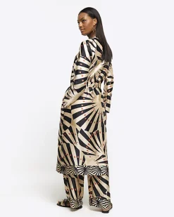 River Island Stone satin stripe longline duster coat< Co-ord Sets