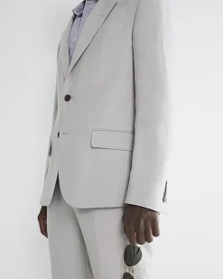 River Island slim fit linen blend suit jacket< Suits