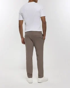 River Island slim fit twill pull on smart joggers< Trousers