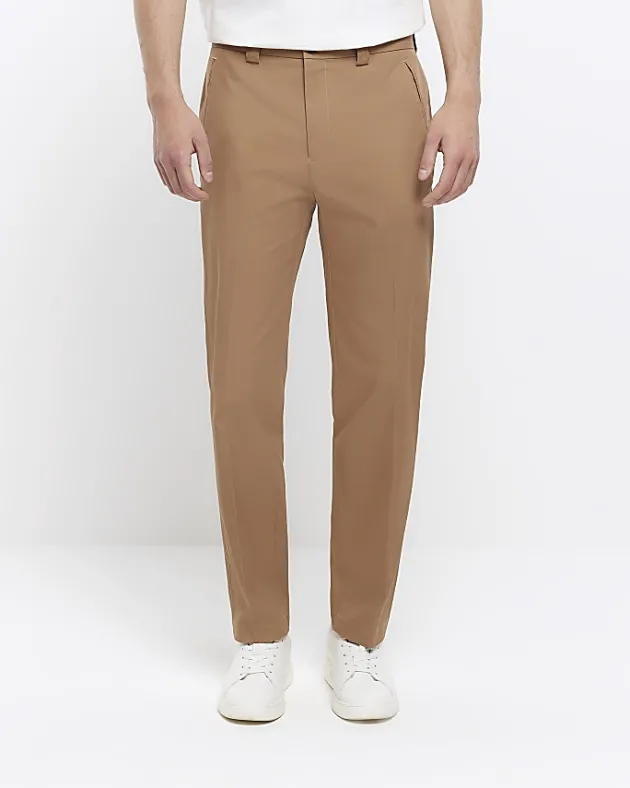 River Island Stone tapered fit smart trousers< Trousers