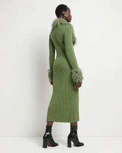 River Island Tall faux fur bodycon midi dress< Dresses
