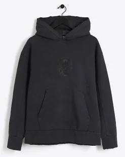 River Island Washed regular gothic graphic hoodie< Hoodies & Sweatshirts