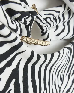 River Island animal bandeau cut out swimsuit< Swimwear & Beachwear