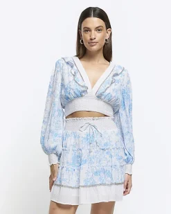 River Island floral shirred mini skirt< Skirts