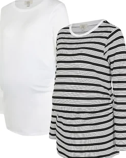 River Island maternity long sleeve t-shirt multipack< Maternity