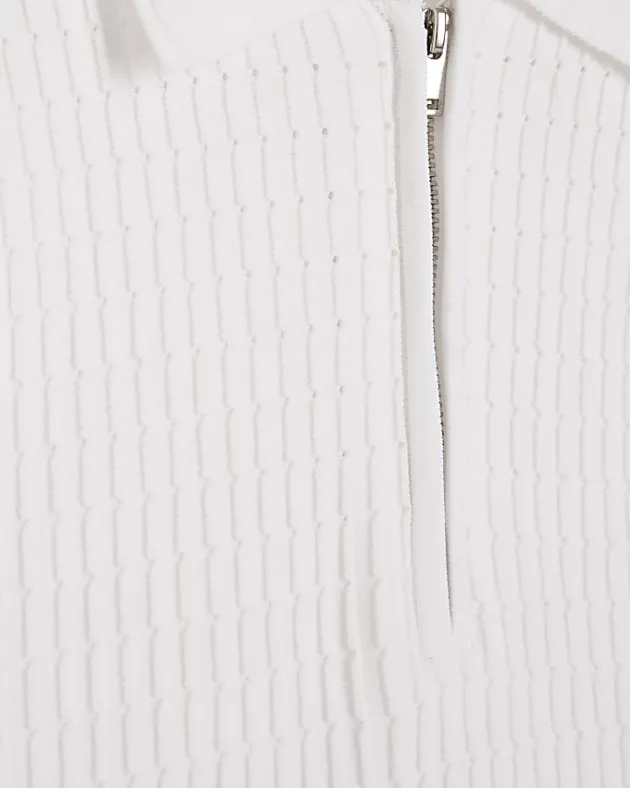 River Island muscle fit knitted half zip polo< Polo Shirts