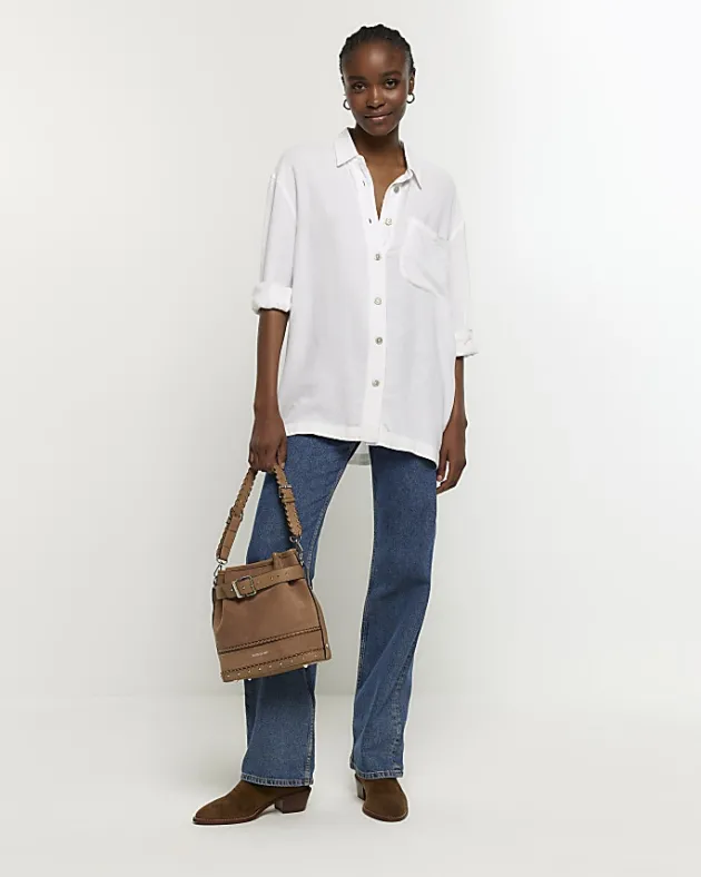 River Island oversized shirt with linen< Co-ord Sets