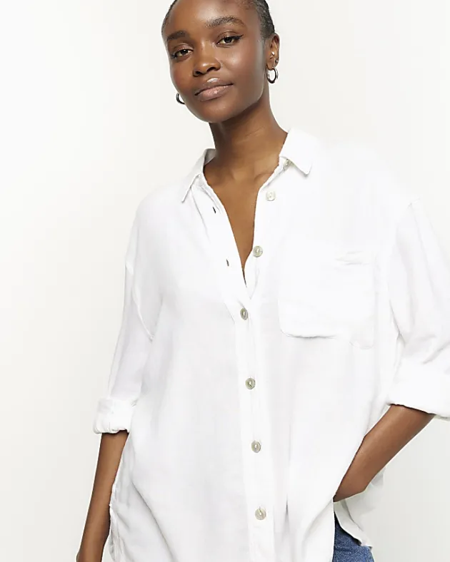 River Island oversized shirt with linen< Co-ord Sets