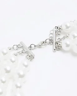 River Island Pearl Multirow Choker Necklace< Jewellery