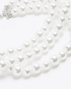 River Island Pearl Multirow Choker Necklace< Jewellery