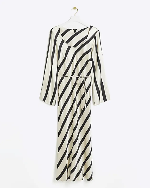 River Island satin stripe belted slip midi dress< Dresses