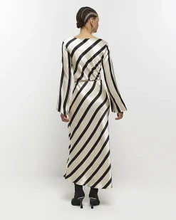 River Island satin stripe belted slip midi dress< Dresses