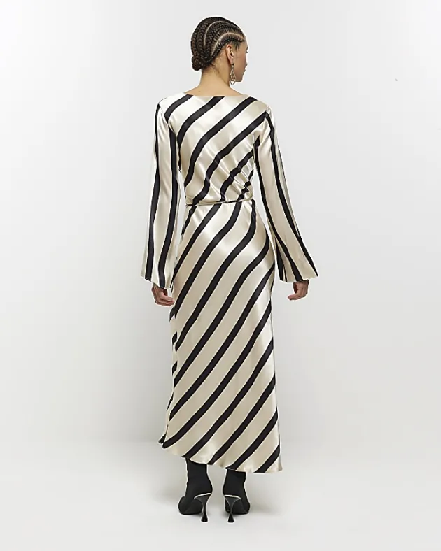River Island satin stripe belted slip midi dress< Dresses