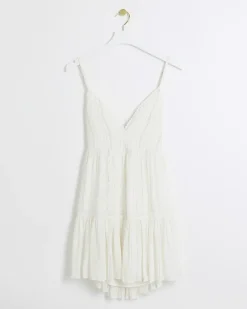 River Island shirred tiered beach mini dress< Dresses