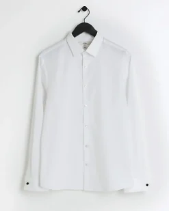 River Island slim fit double cuff smart shirt< Shirts