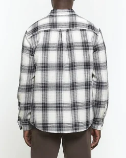 River Island slim fit waffle textured check shirt< Shirts