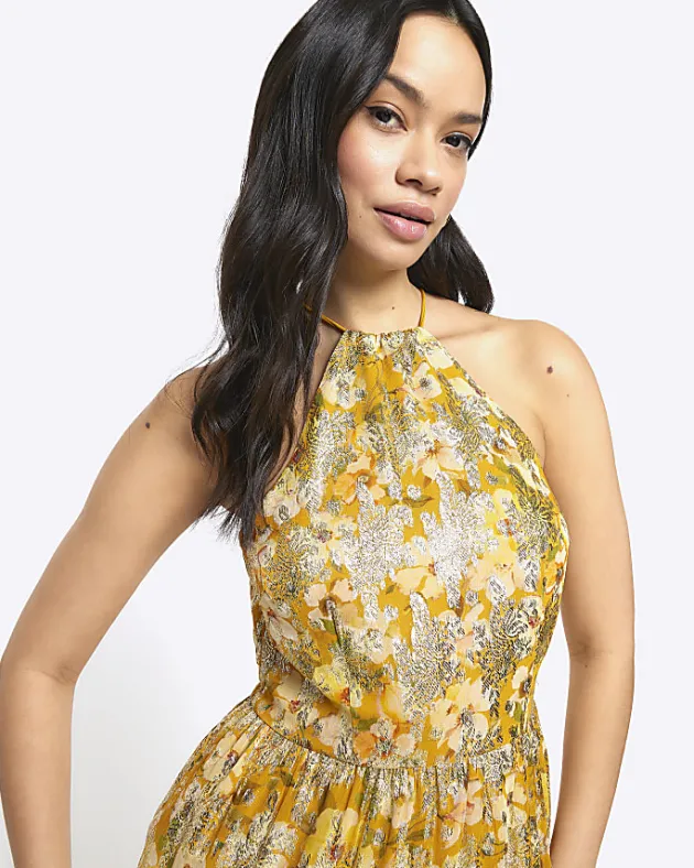 River Island floral glitter slip maxi dress< Dresses