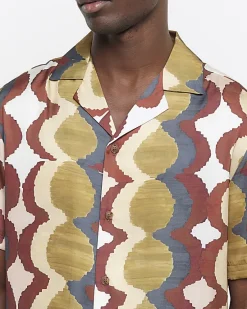 River Island Yellow regular fit geometric revere shirt< Shirts
