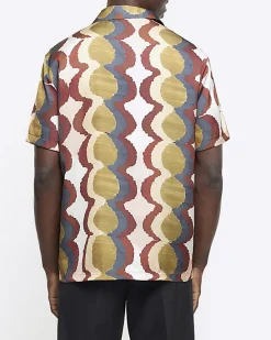 River Island Yellow regular fit geometric revere shirt< Shirts