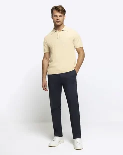 River Island slim fit textured knit polo< Polo Shirts