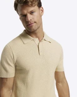River Island slim fit textured knit polo< Polo Shirts